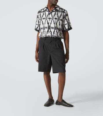 Heathered cotton and wool shorts | Commas