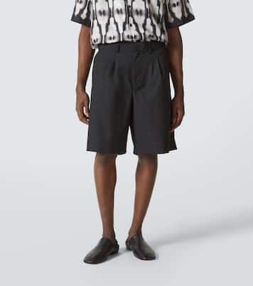 Heathered cotton and wool shorts | Commas