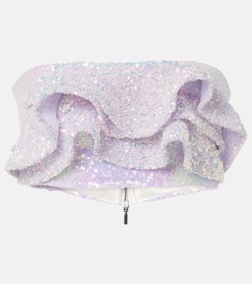 Together Wave ruffled sequined bandeau top | Maticevski