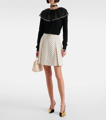 Bow-detail polka-dot miniskirt | Valentino