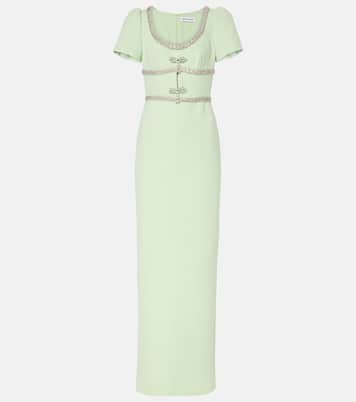 Robe longue en crêpe à ornements | Self-Portrait