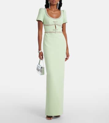 Robe longue en crêpe à ornements | Self-Portrait