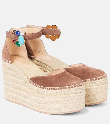 Espadrille-Wedges Shanti 100 aus Veloursleder | Gianvito Rossi