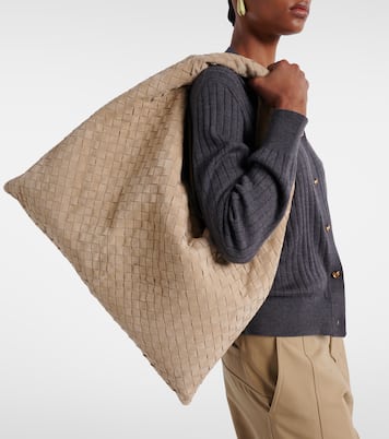 Hop Large Intrecciato suede shoulder bag | Bottega Veneta
