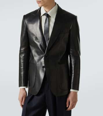 Single-breasted leather blazer | Tom Ford