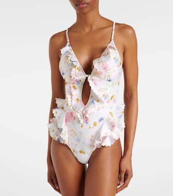 花卉荷叶边连体泳衣 | Zimmermann