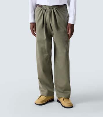 Belted cotton satin straight pants | Loewe