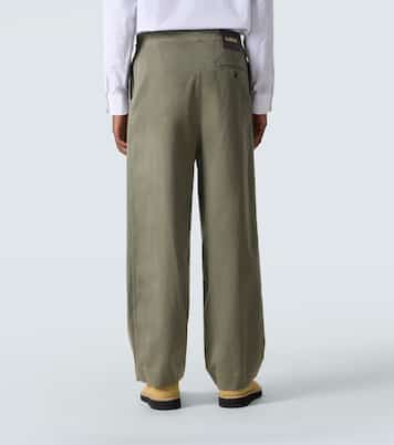 Belted cotton satin straight pants | Loewe