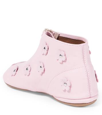 Floral-appliqué leather boots | PèPè