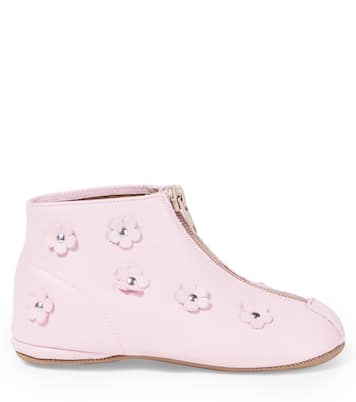 Floral-appliqué leather boots | PèPè