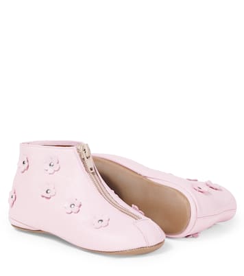 Floral-appliqué leather boots | PèPè