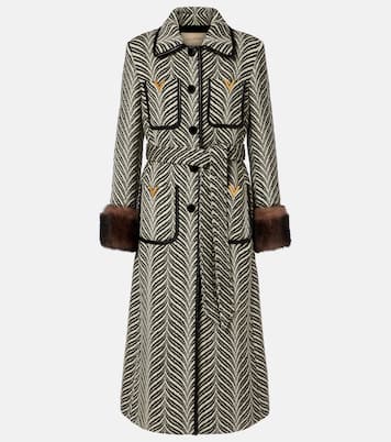 VGold shearling-trimmed wool-blend coat | Valentino
