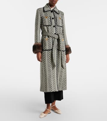 VGold shearling-trimmed wool-blend coat | Valentino