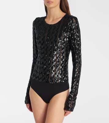 Sequined mesh and jersey bodysuit | Polo Ralph Lauren