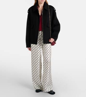 Weite Hose Horsebit aus Seiden-Twill | Gucci