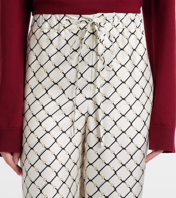 Weite Hose Horsebit aus Seiden-Twill | Gucci