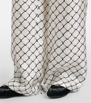 Weite Hose Horsebit aus Seiden-Twill | Gucci