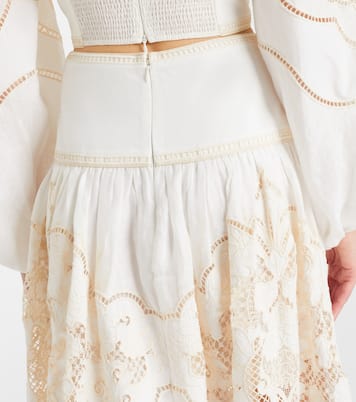 Jupe longue Daylight brodée en lin | Zimmermann