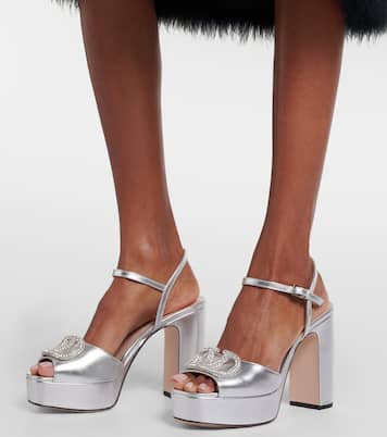 VLogo crystal-embellished leather sandals | Valentino Garavani
