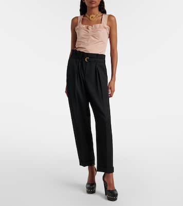 Gathered ruffled taffeta crop top | Chloé