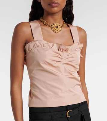 Gathered ruffled taffeta crop top | Chloé