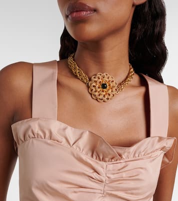 Gathered ruffled taffeta crop top | Chloé