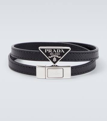 Bracelet en cuir Saffiano à logo | Prada