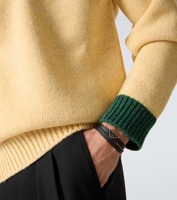Bracelet en cuir Saffiano à logo | Prada