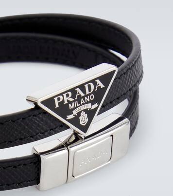 Bracelet en cuir Saffiano à logo | Prada