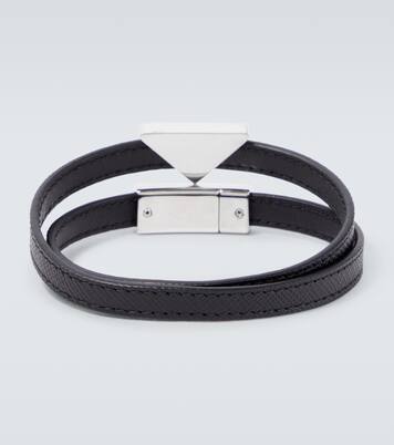Bracelet en cuir Saffiano à logo | Prada