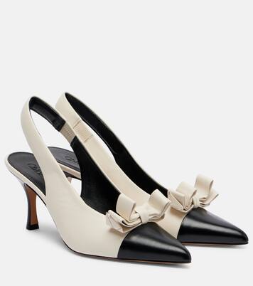 Alba 75 bow-detail leather slingback pumps | Chloé