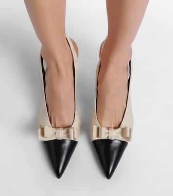 Alba 75 bow-detail leather slingback pumps | Chloé