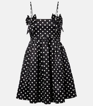 Bow-detail polka-dot satin minidress | Ganni