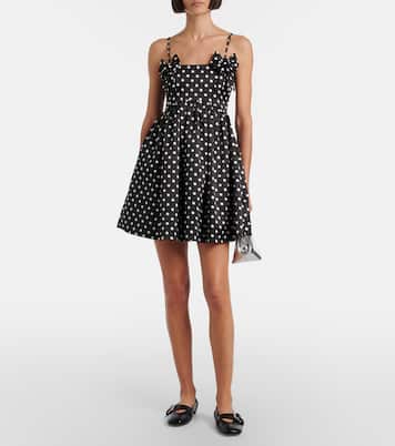 Bow-detail polka-dot satin minidress | Ganni