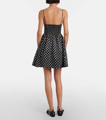 Bow-detail polka-dot satin minidress | Ganni