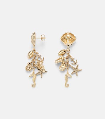 Orecchini Multi Sea Life Clam Shell in oro 14kt (585/1000) con diamanti | Sydney Evan