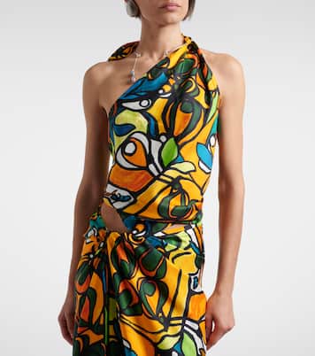 Printed draped silk top | Christopher Esber
