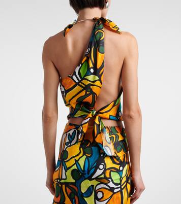 Printed draped silk top | Christopher Esber