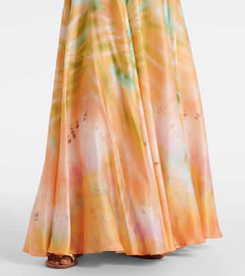 Luna off-shoulder printed silk chiffon gown | Zimmermann