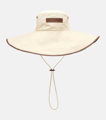Leather-trimmed cotton-blend sun hat | Burberry