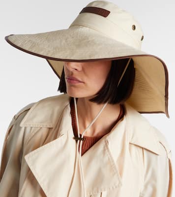 Leather-trimmed cotton-blend sun hat | Burberry
