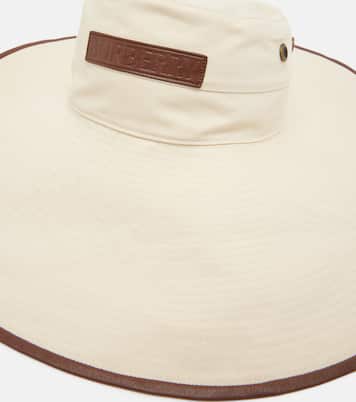 Leather-trimmed cotton-blend sun hat | Burberry