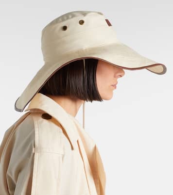 Leather-trimmed cotton-blend sun hat | Burberry
