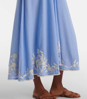 Abito midi in cotone e lino con ricamo | Juliet Dunn