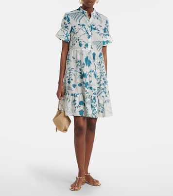 Floral tiered cotton and linen minidress | Erdem
