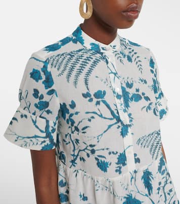 Floral tiered cotton and linen minidress | Erdem