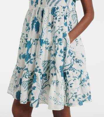 Floral tiered cotton and linen minidress | Erdem