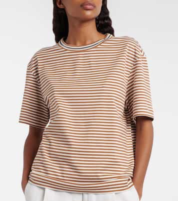 Striped oversized cotton jersey T-shirt | Brunello Cucinelli
