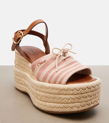 Striped canvas espadrille wedge sandals | Chloé