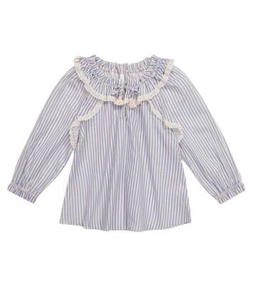 Aliane Gather Neck striped cotton blouse | Zimmermann Kids